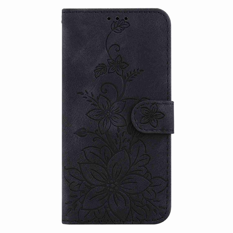 For Motorola Edge 2024 Lily Embossed Leather Phone Case(Black)