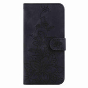 For Motorola Edge 2024 Lily Embossed Leather Phone Case(Black)