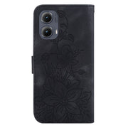 For Motorola Edge 2024 Lily Embossed Leather Phone Case(Black)