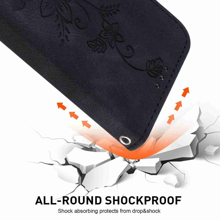 For Motorola Edge 2024 Lily Embossed Leather Phone Case(Black)