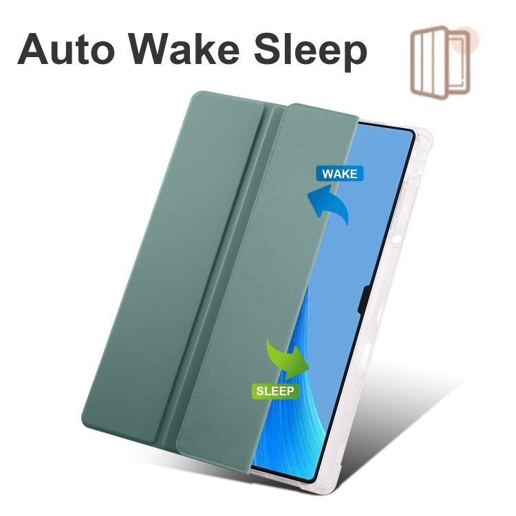 For Huawei MatePad Pro 13.2 2023 3-folding Transparent TPU Smart Leather Tablet Case(Dark Night Green)