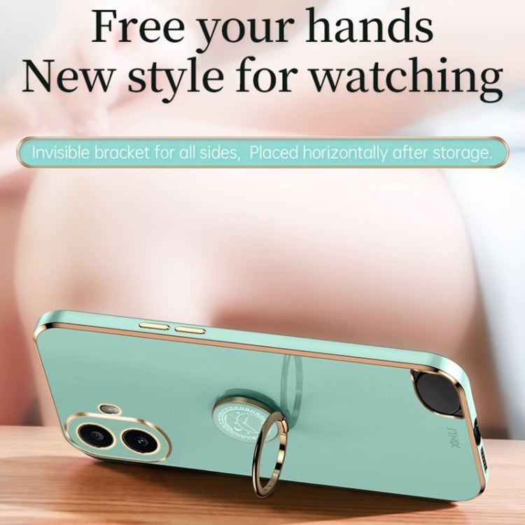 For Nothing CMF Phone 1 XINLI Straight 6D Plating Gold Edge TPU Shockproof Case with Ring Holder(Cherry Purple)