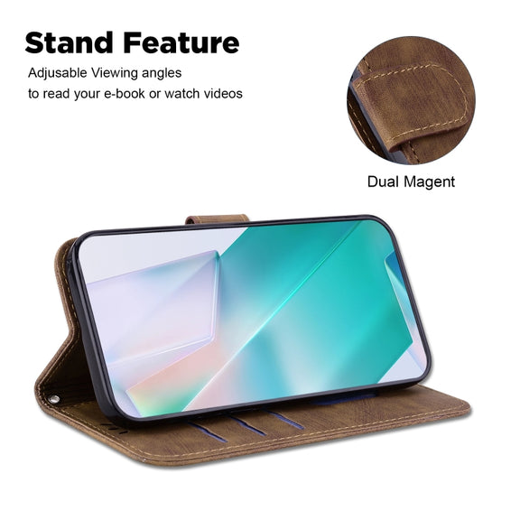 For iPhone 16e Little Tiger Embossed Leather Phone Case(Brown)