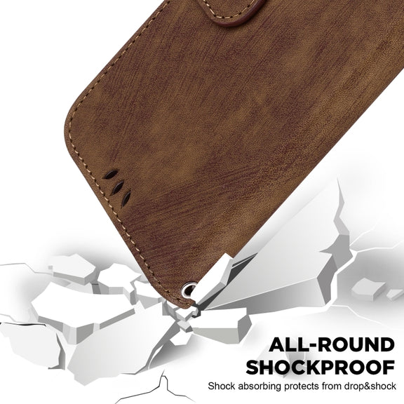 For iPhone 16e Little Tiger Embossed Leather Phone Case(Brown)