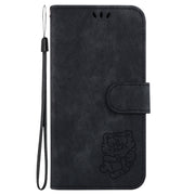For iPhone 16e Little Tiger Embossed Leather Phone Case(Black)
