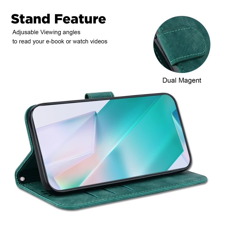 For iPhone 16 Pro Max Little Tiger Embossed Leather Phone Case(Green)