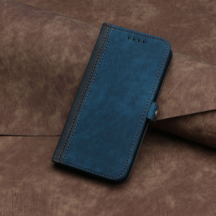 For iPhone 16 Pro Max Side Buckle Double Fold Hand Strap Leather Phone Case(Royal)
