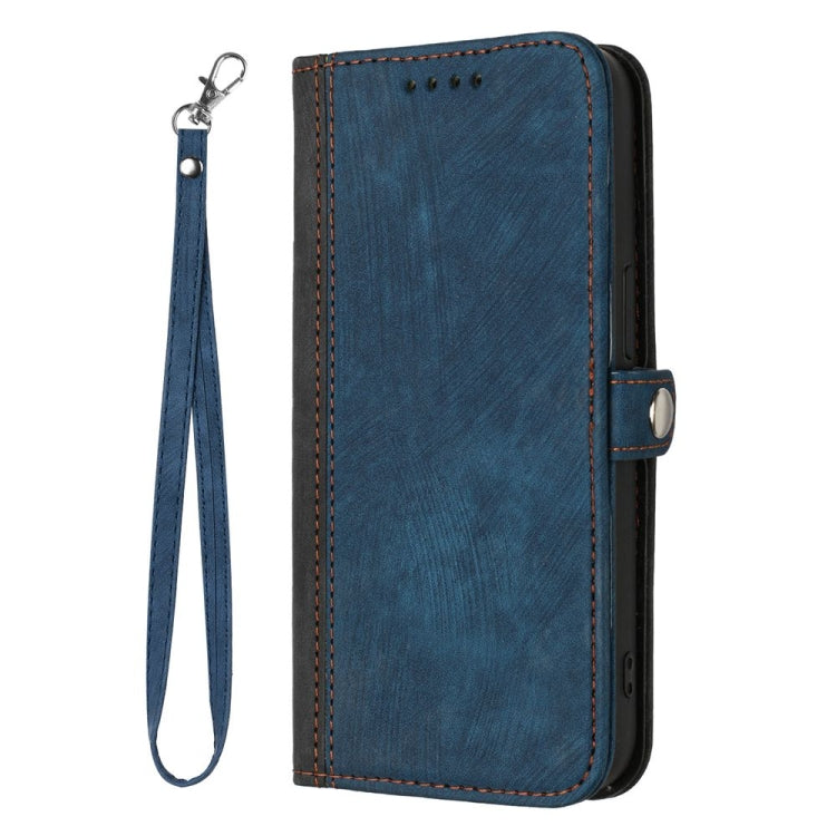 For iPhone 16 Pro Side Buckle Double Fold Hand Strap Leather Phone Case(Royal)