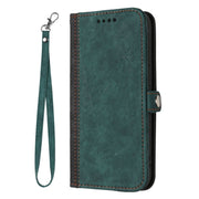 For iPhone 16 Plus Side Buckle Double Fold Hand Strap Leather Phone Case(Dark Green)