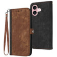 For iPhone 16 Side Buckle Double Fold Hand Strap Leather Phone Case(Brown) - iPhone 16 Cases by PMC TechLife | Online Shopping South Africa | PMC TechLife | Buy Now Pay Later Mobicred