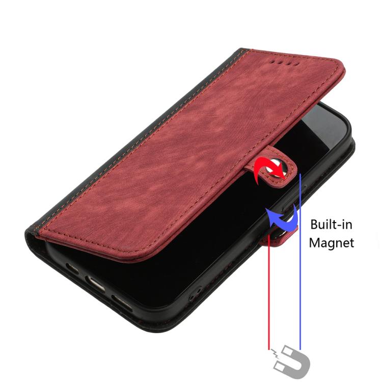 For iPhone 17 Side Buckle Double Fold Hand Strap Leather Phone Case(Red)