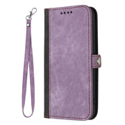 For iPhone 17 Side Buckle Double Fold Hand Strap Leather Phone Case(Purple)
