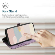 For iPhone 17 Side Buckle Double Fold Hand Strap Leather Phone Case(Purple)
