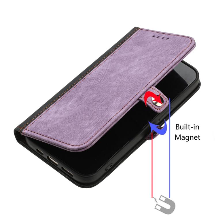 For iPhone 17 Side Buckle Double Fold Hand Strap Leather Phone Case(Purple)