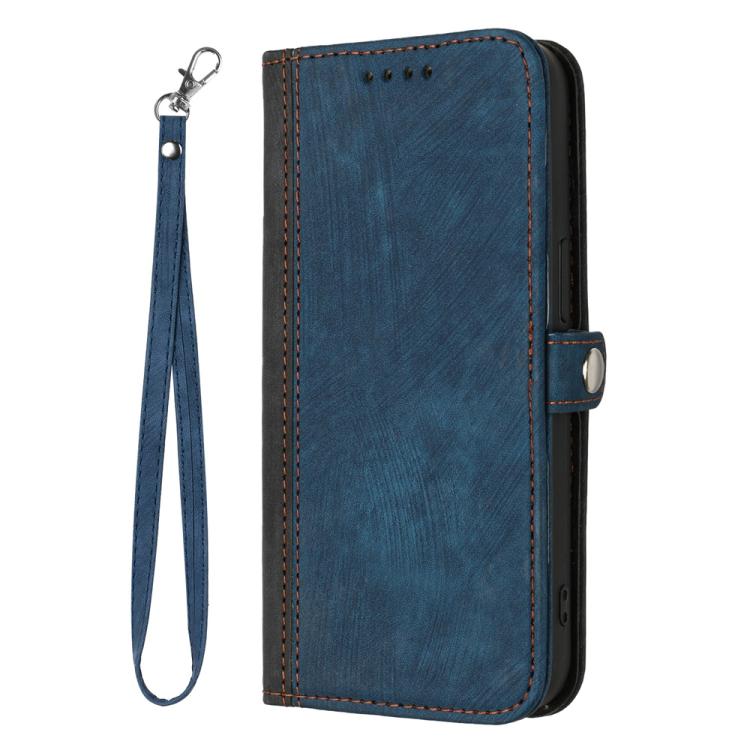 For iPhone 17 Pro Max Side Buckle Double Fold Hand Strap Leather Phone Case(Royal)