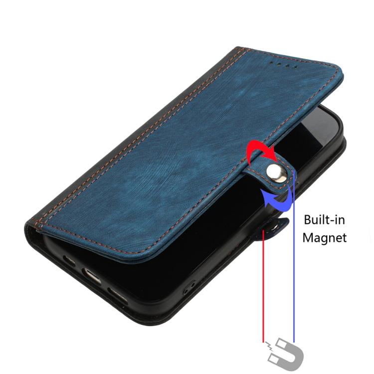 For iPhone 17 Pro Max Side Buckle Double Fold Hand Strap Leather Phone Case(Royal)