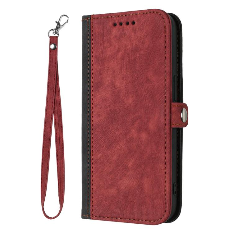 For iPhone 17 Pro Max Side Buckle Double Fold Hand Strap Leather Phone Case(Red)