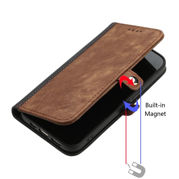 For iPhone 17 Pro Max Side Buckle Double Fold Hand Strap Leather Phone Case(Brown)