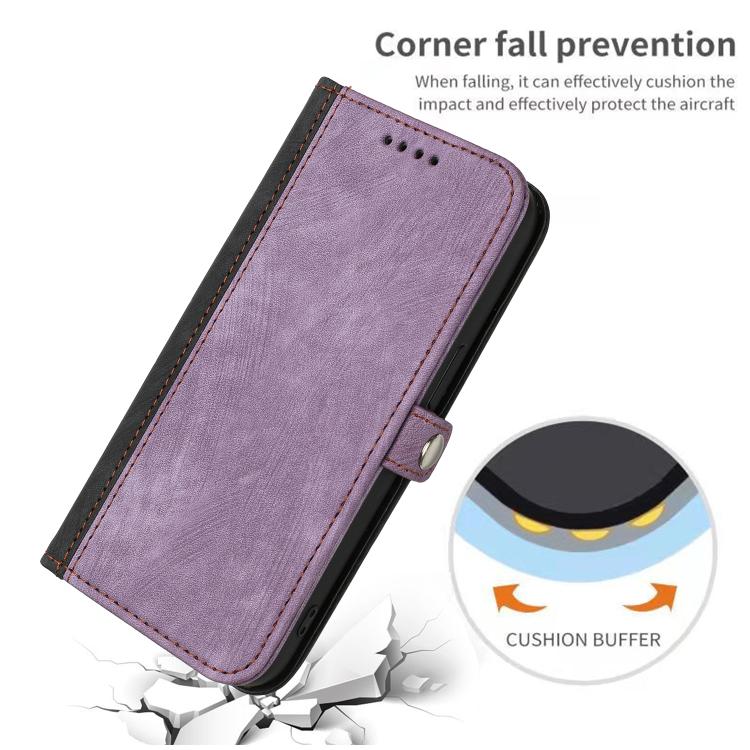 For iPhone 17 Pro Max Side Buckle Double Fold Hand Strap Leather Phone Case(Purple)