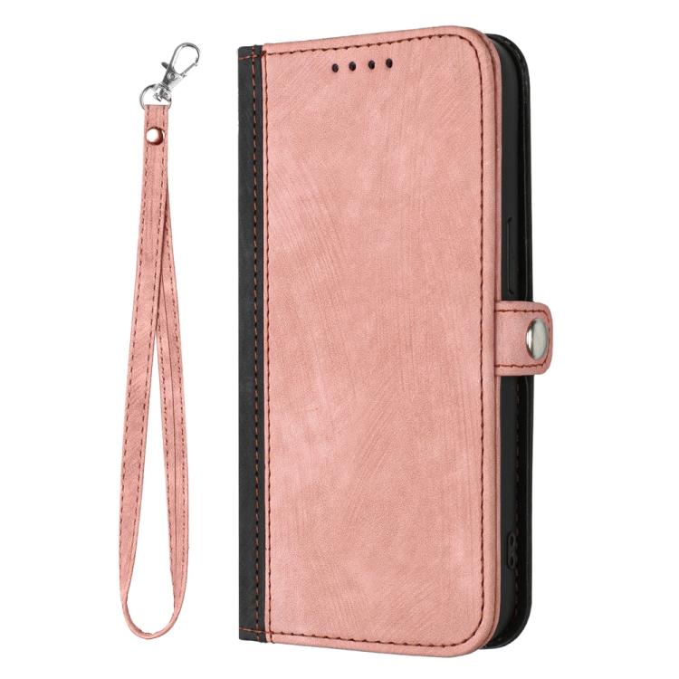For iPhone 17 Pro Max Side Buckle Double Fold Hand Strap Leather Phone Case(Pink)