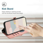 For iPhone 17 Pro Max Side Buckle Double Fold Hand Strap Leather Phone Case(Pink)