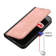 For iPhone 17 Pro Max Side Buckle Double Fold Hand Strap Leather Phone Case(Pink)