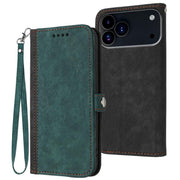 For iPhone 17 Pro Side Buckle Double Fold Hand Strap Leather Phone Case(Dark Green)