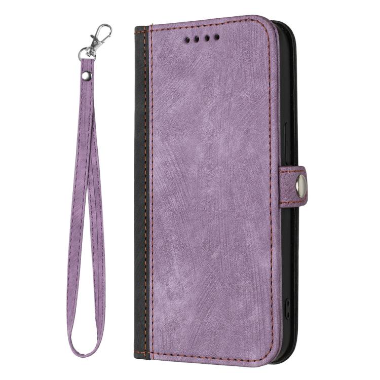 For iPhone 17 Pro Side Buckle Double Fold Hand Strap Leather Phone Case(Purple)