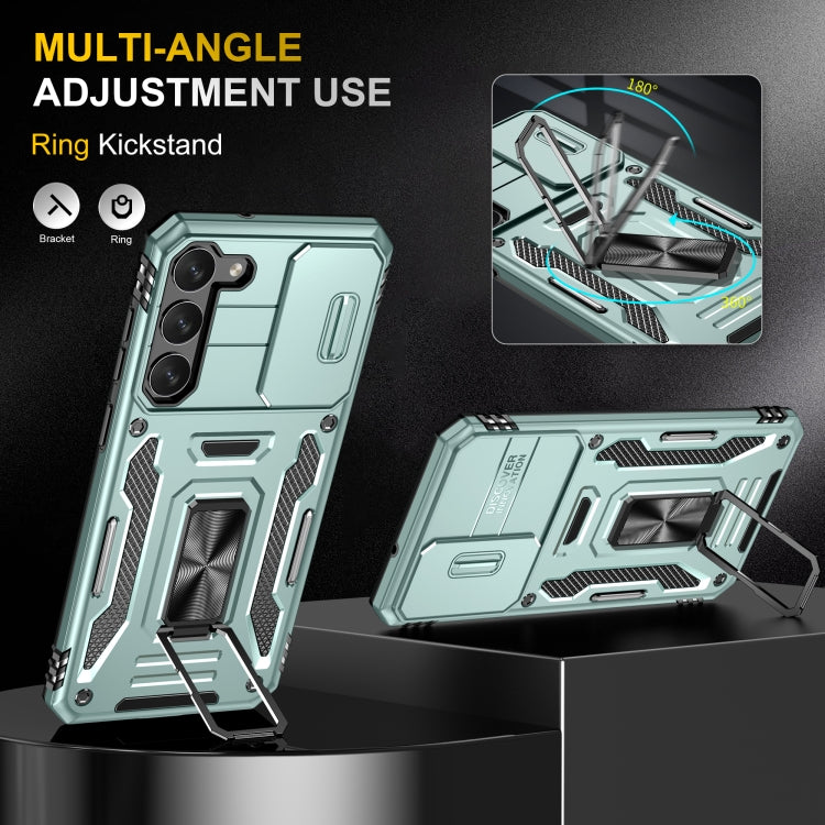 For Samsung Galaxy S24 5G Armor PC + TPU Camera Shield Phone Case(Alpine Green)