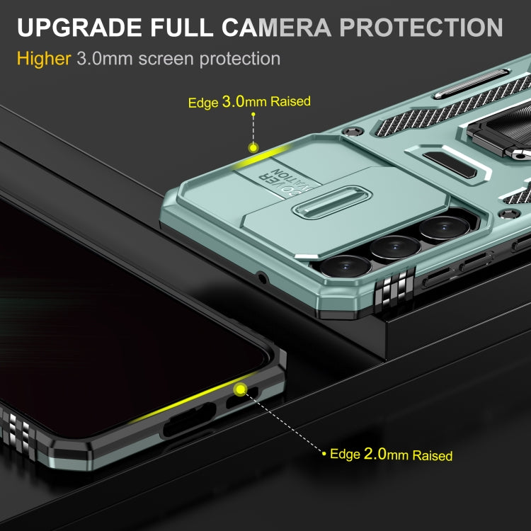 For Samsung Galaxy S24+ 5G Armor PC + TPU Camera Shield Phone Case(Alpine Green)