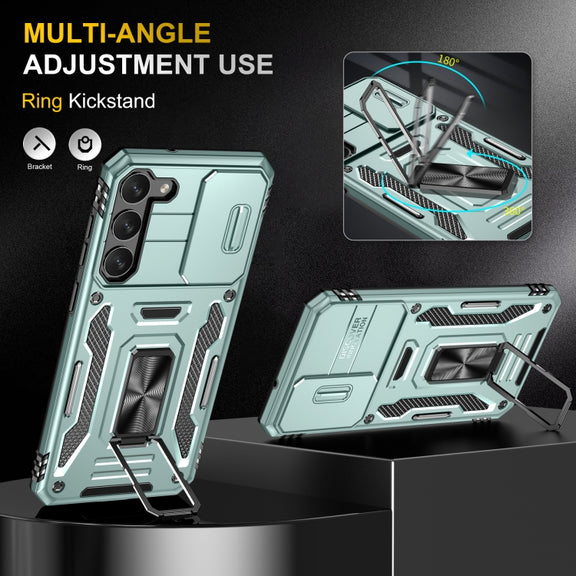 For Samsung Galaxy S24+ 5G Armor PC + TPU Camera Shield Phone Case(Alpine Green)