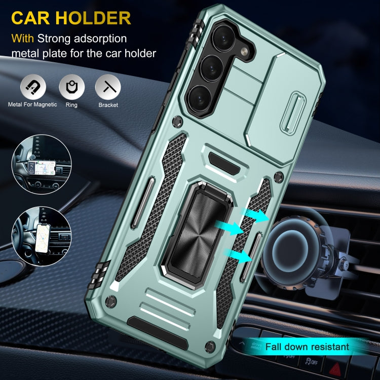 For Samsung Galaxy S24+ 5G Armor PC + TPU Camera Shield Phone Case(Alpine Green)