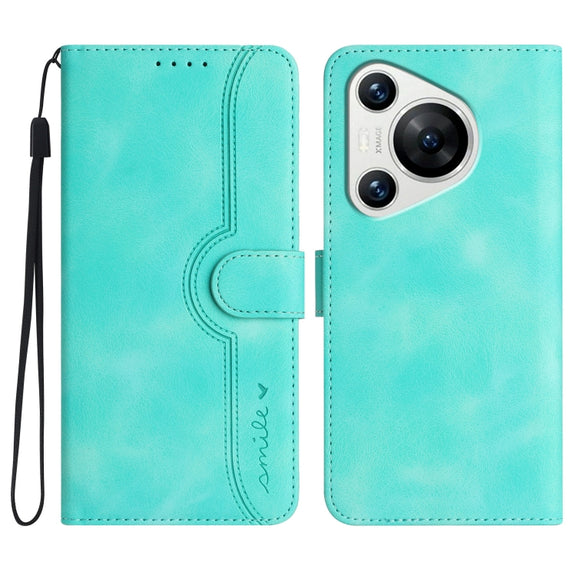 For Huawei Pura 70 Pro/70 Pro+ Heart Pattern Skin Feel Leather Phone Case(Light Blue)