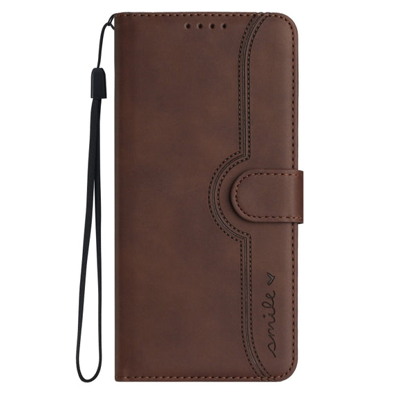 For Huawei Pura 70 Heart Pattern Skin Feel Leather Phone Case(Brown)