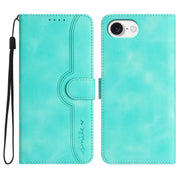For iPhone 16e Heart Pattern Skin Feel Leather Phone Case(Light Blue)