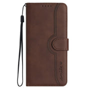 For iPhone 17 Air Heart Pattern Skin Feel Leather Phone Case(Brown)