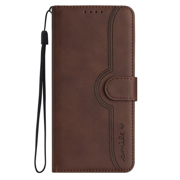For iPhone 17 Air Heart Pattern Skin Feel Leather Phone Case(Brown)