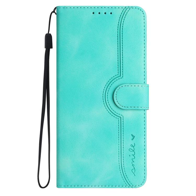 For iPhone 17 Heart Pattern Skin Feel Leather Phone Case(Light Blue)
