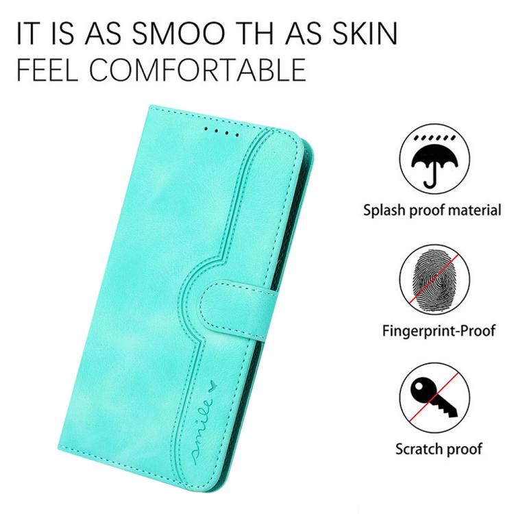 For iPhone 17 Heart Pattern Skin Feel Leather Phone Case(Light Blue)