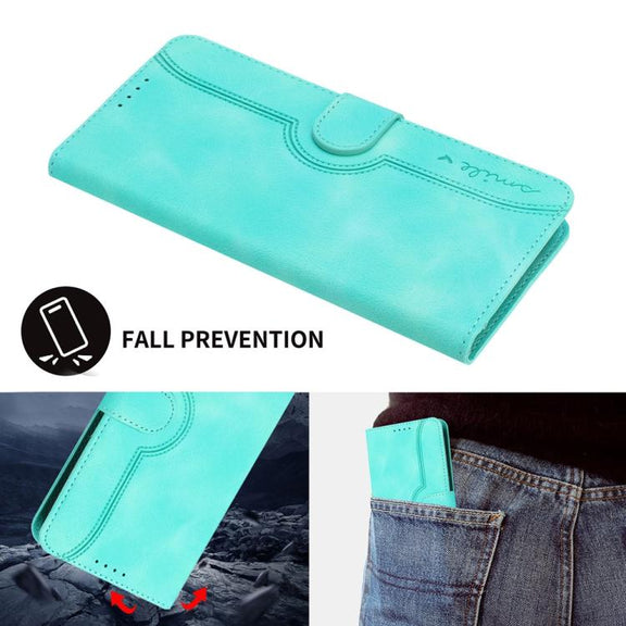 For iPhone 17 Heart Pattern Skin Feel Leather Phone Case(Light Blue)