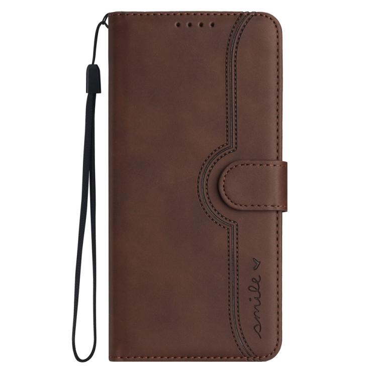 For iPhone 17 Pro Max Heart Pattern Skin Feel Leather Phone Case(Brown)