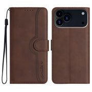 For iPhone 17 Pro Max Heart Pattern Skin Feel Leather Phone Case(Brown)