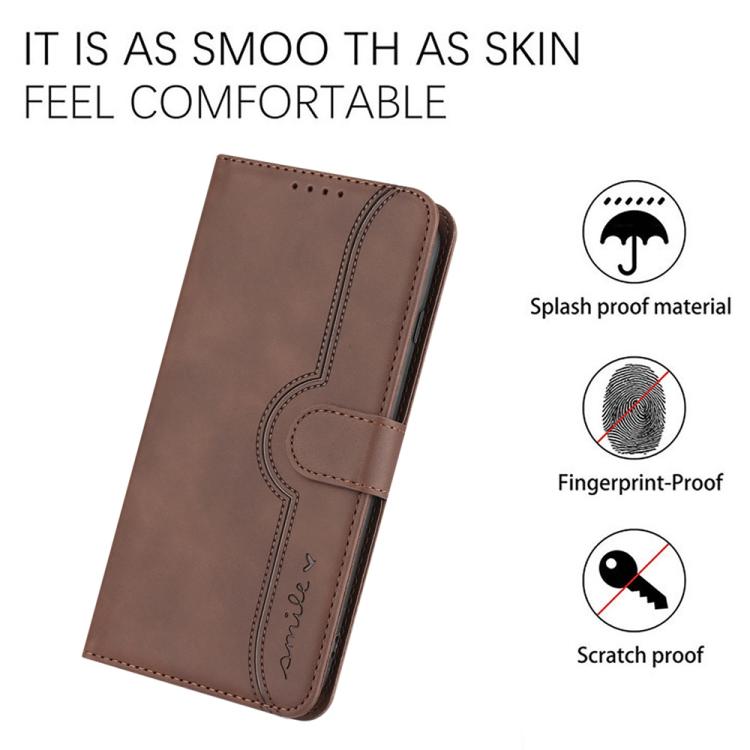 For iPhone 17 Pro Max Heart Pattern Skin Feel Leather Phone Case(Brown)