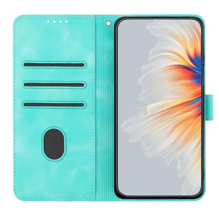For iPhone 17 Pro Max Heart Pattern Skin Feel Leather Phone Case(Light Blue)
