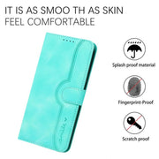For iPhone 17 Pro Max Heart Pattern Skin Feel Leather Phone Case(Light Blue)