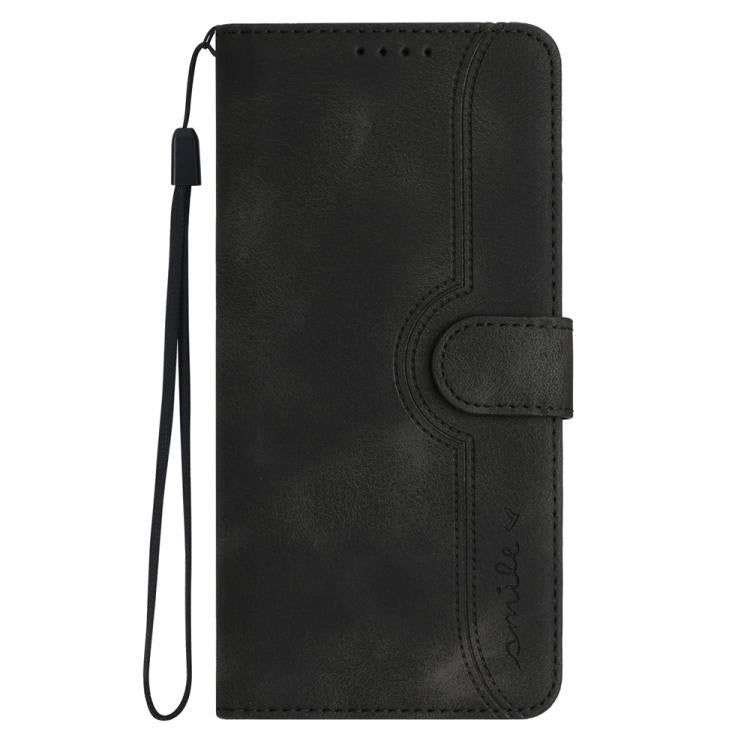 For iPhone 17 Pro Max Heart Pattern Skin Feel Leather Phone Case(Black)