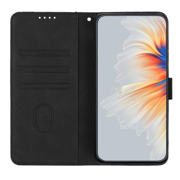 For iPhone 17 Pro Max Heart Pattern Skin Feel Leather Phone Case(Black)