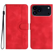 For iPhone 17 Pro Heart Pattern Skin Feel Leather Phone Case(Red)