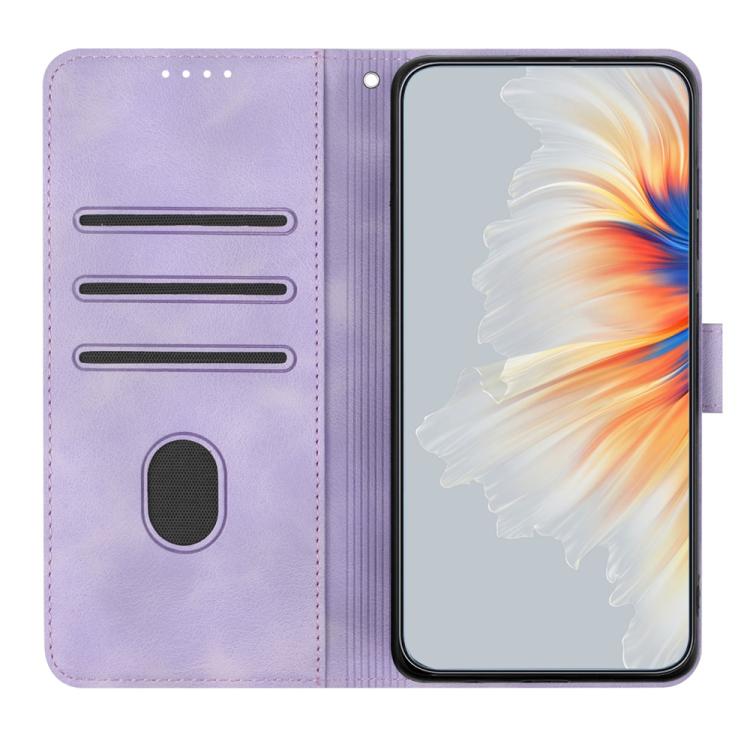 For iPhone 17 Pro Heart Pattern Skin Feel Leather Phone Case(Purple)
