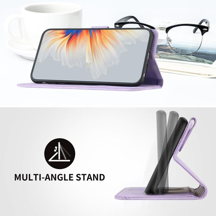 For iPhone 17 Pro Heart Pattern Skin Feel Leather Phone Case(Purple)